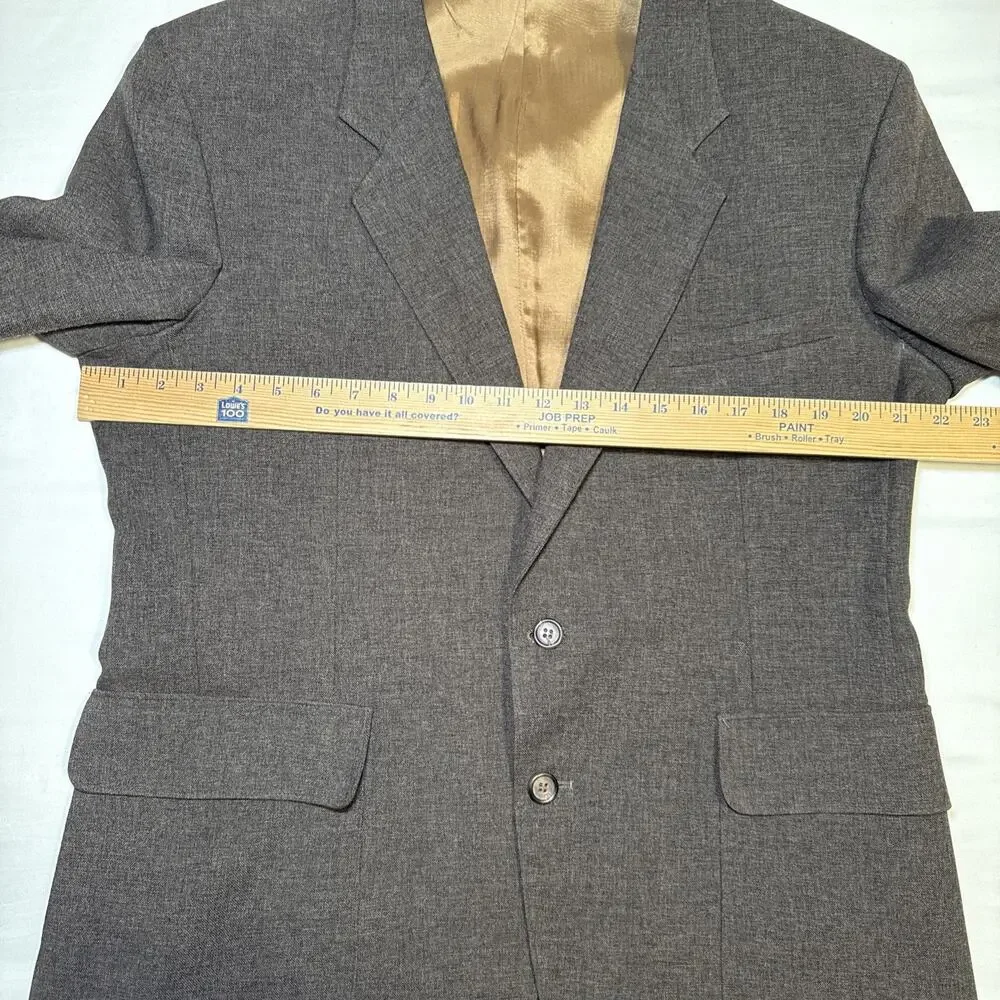 VTG Levis Sportswear 2-Button Action Suit Blazer Jacket Dark Brown Mens 44 R EUC